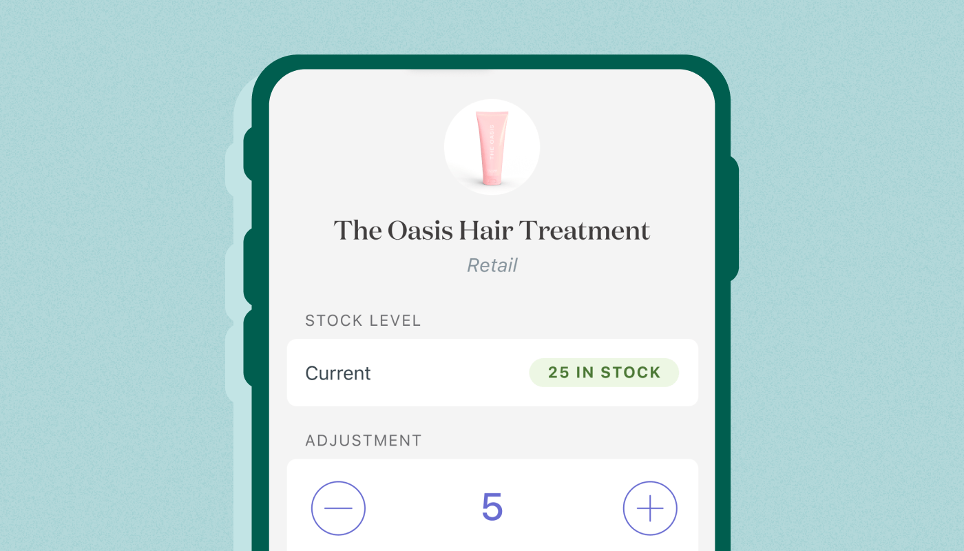 Illustrated image of the Timely Stock App detailing the look of the app and the easy to read current stock levels of a product in the app.