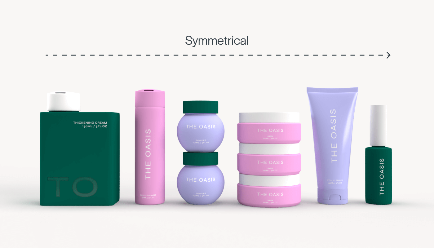 Visual example of a symmetrical product line up.
